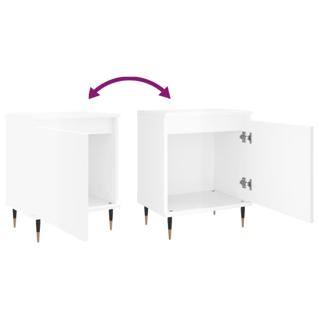 Bedside Cabinet High Gloss White 40x30x50 cm Engineered Wood