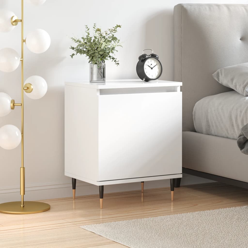 Bedside Cabinet High Gloss White 40x30x50 cm Engineered Wood