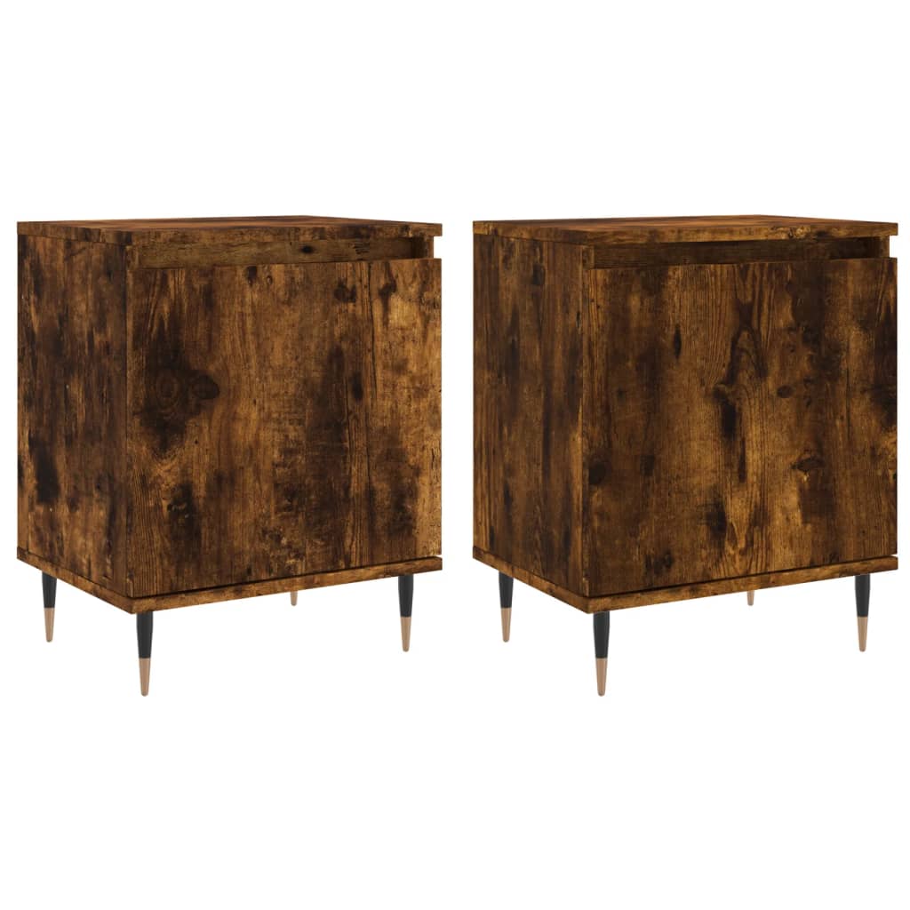 Bedside Cabinets 2 pcs Smoked Oak 40x30x50 cm Engineered Wood