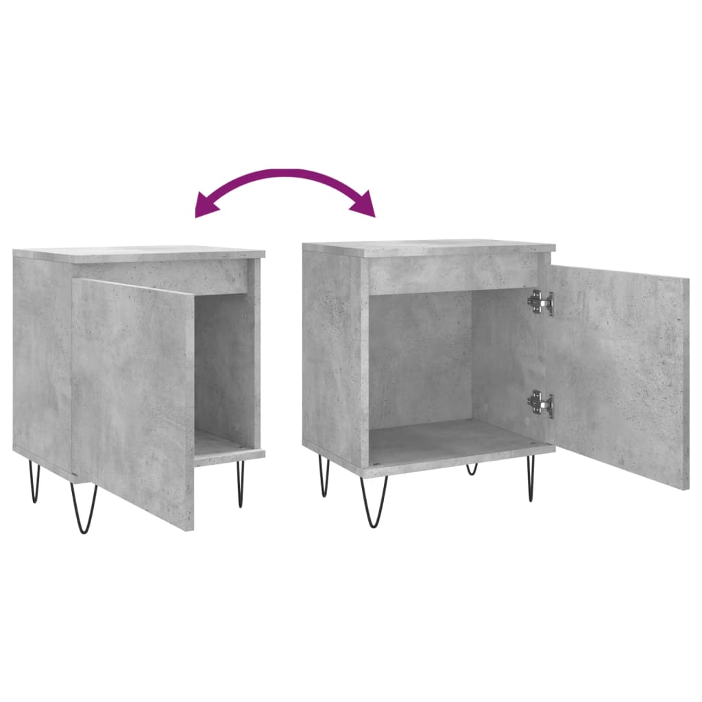 Bedside Cabinets 2 pcs Concrete Grey 40x30x50 cm Engineered Wood