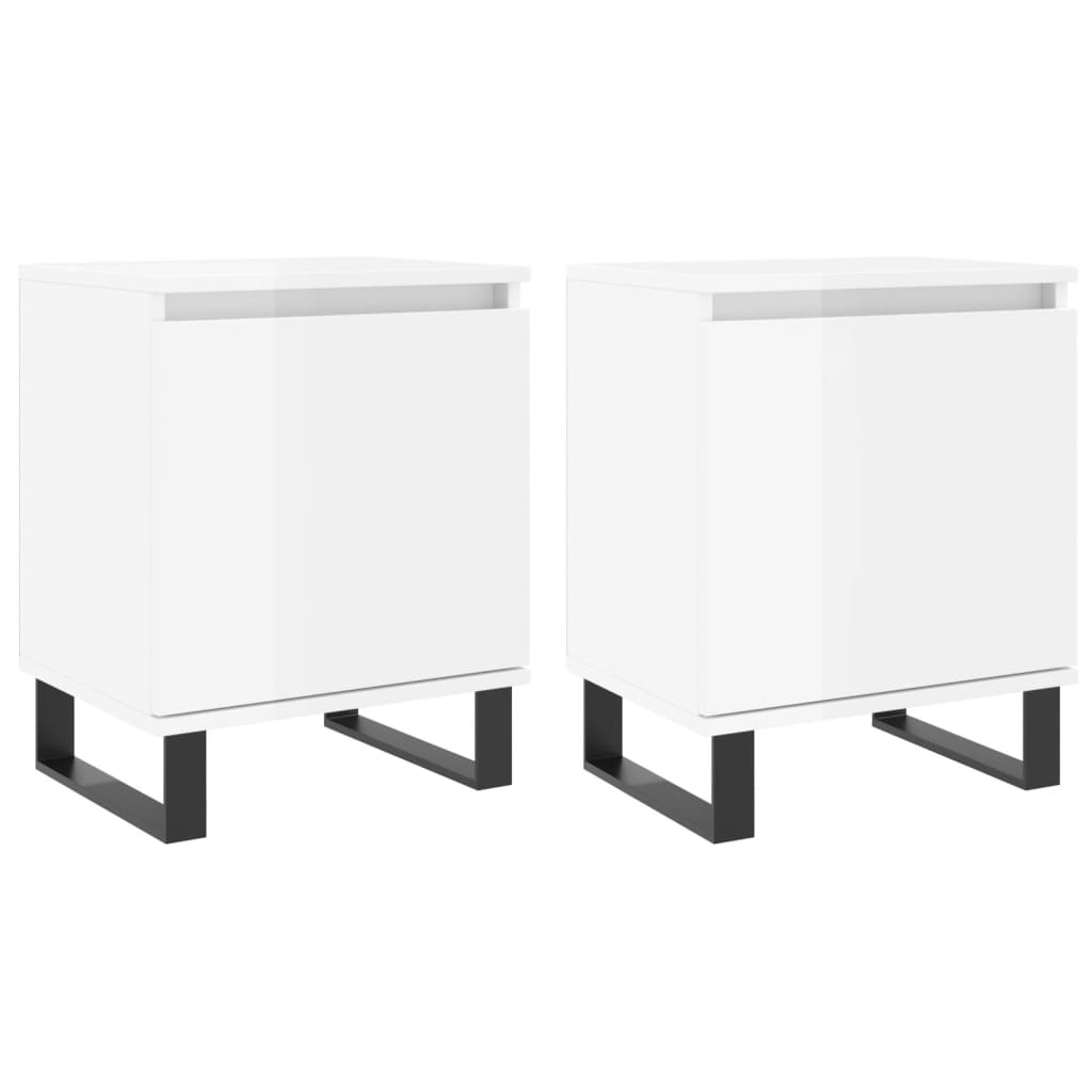 Bedside Cabinets 2 pcs High Gloss White 40x30x50 cm Engineered Wood