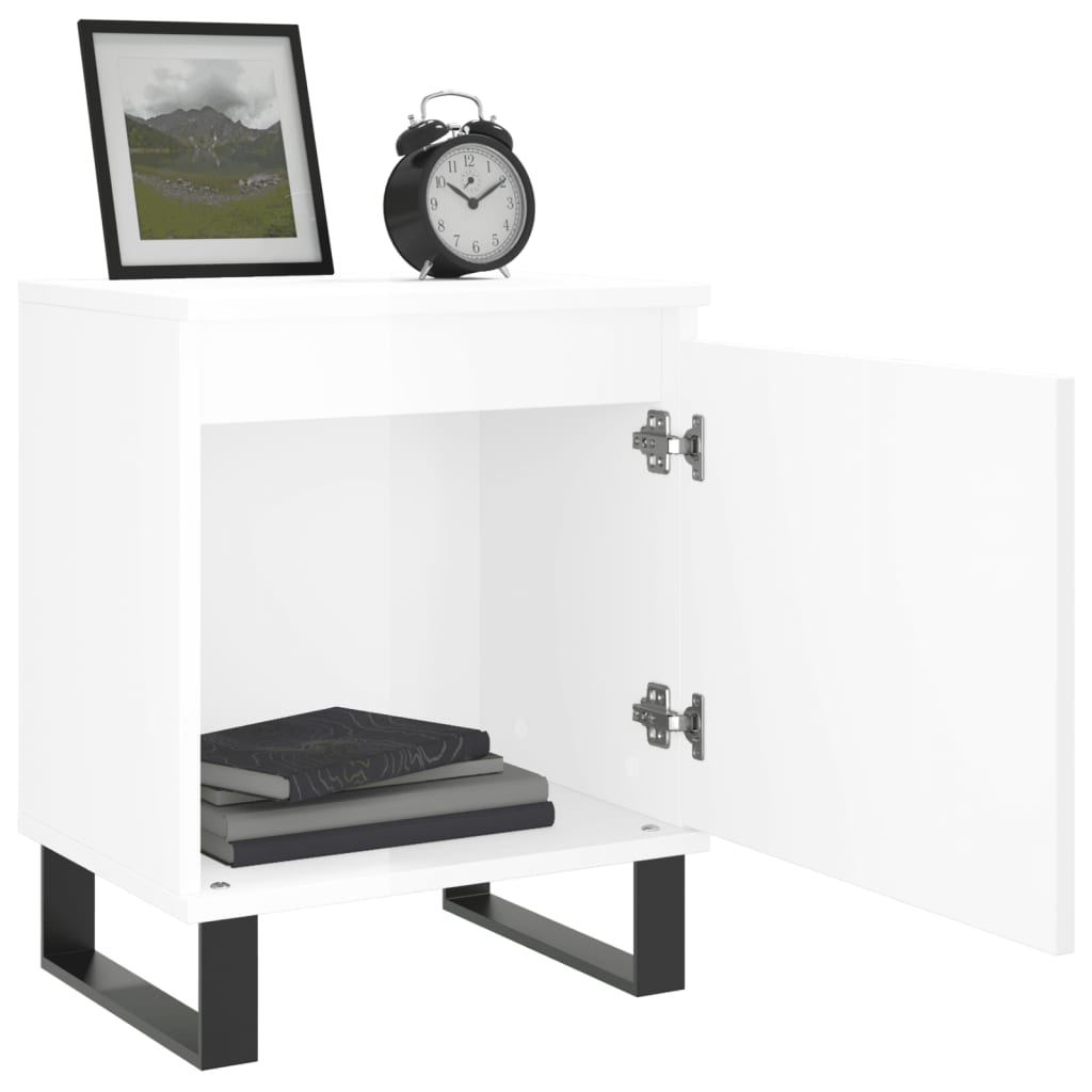 Bedside Cabinets 2 pcs High Gloss White 40x30x50 cm Engineered Wood