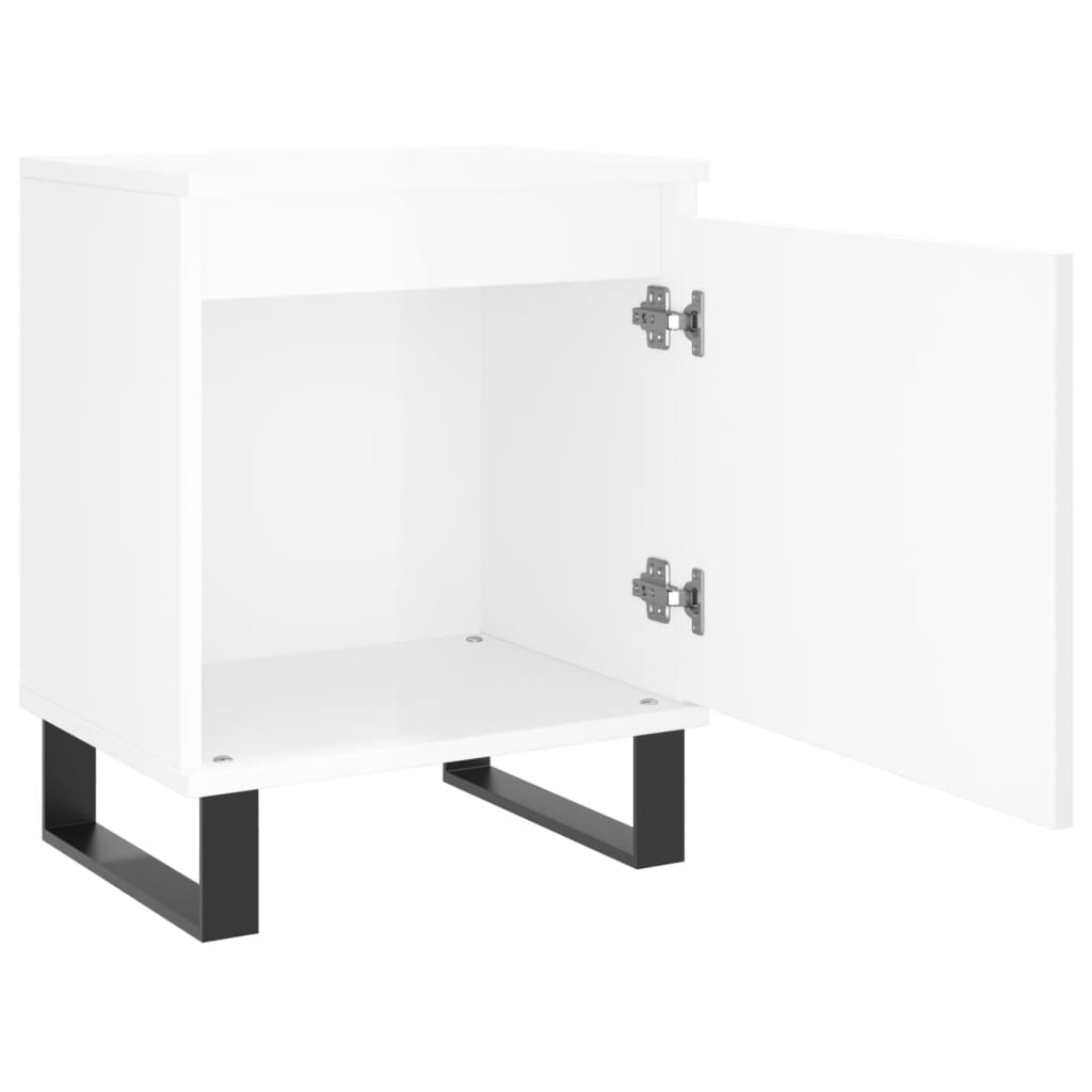 Bedside Cabinets 2 pcs High Gloss White 40x30x50 cm Engineered Wood