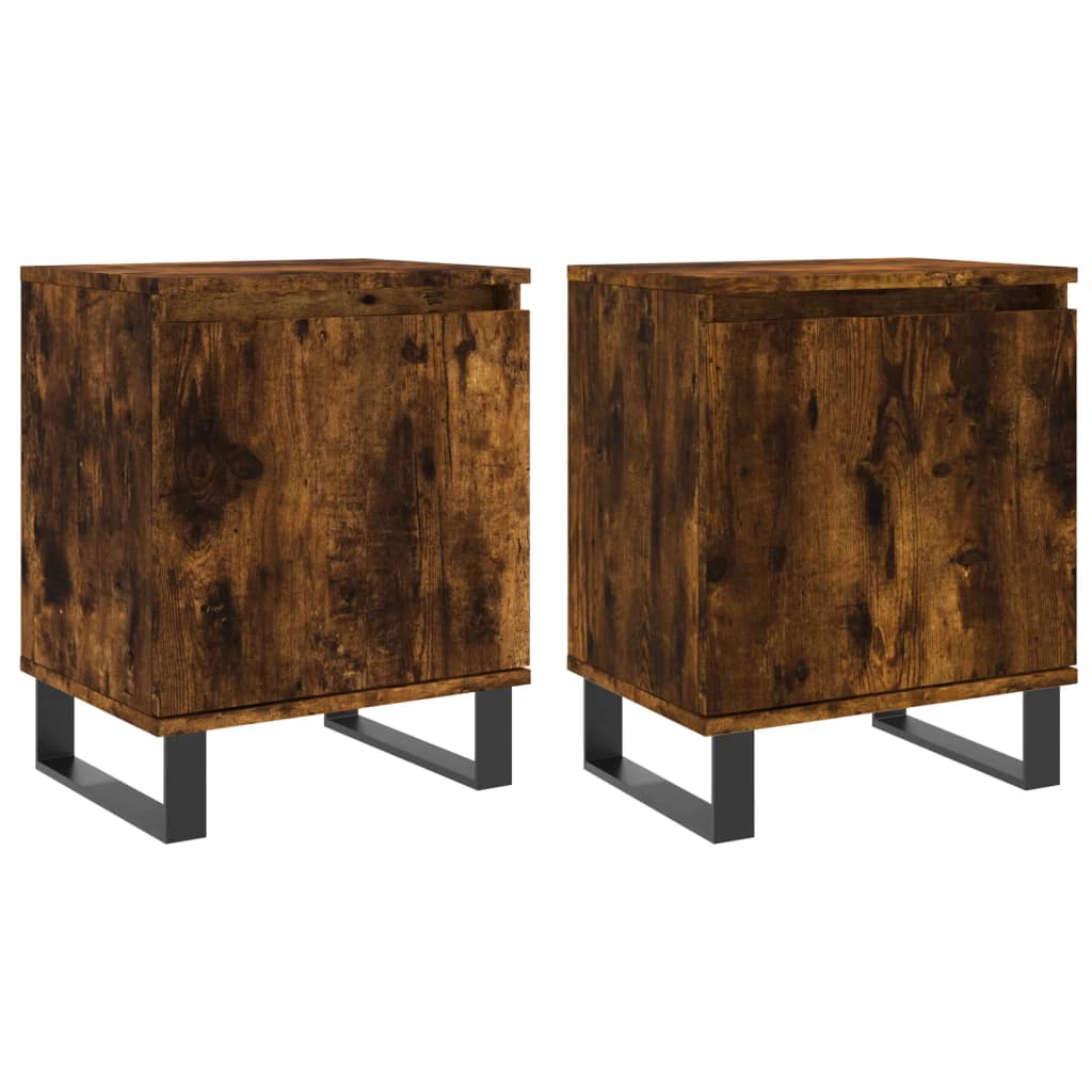 Bedside Cabinets 2 pcs Smoked Oak 40x30x50 cm Engineered Wood