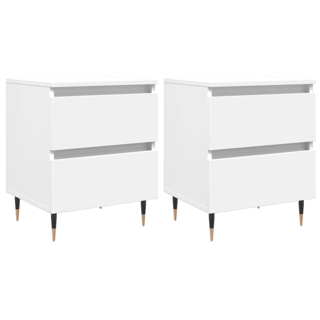 Bedside Cabinets 2 pcs White 40x35x50 cm Engineered Wood