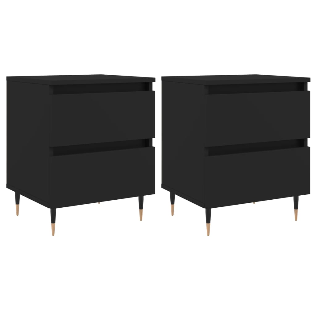 Bedside Cabinets 2 pcs Black 40x35x50 cm Engineered Wood