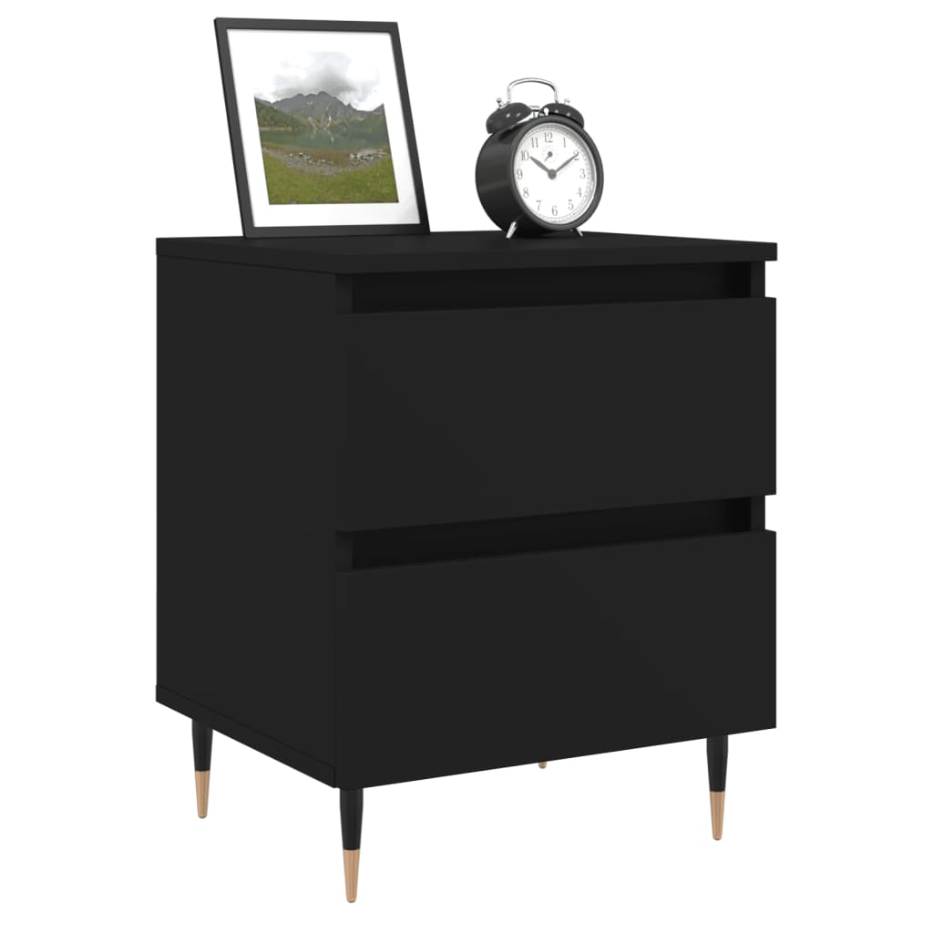 Bedside Cabinets 2 pcs Black 40x35x50 cm Engineered Wood
