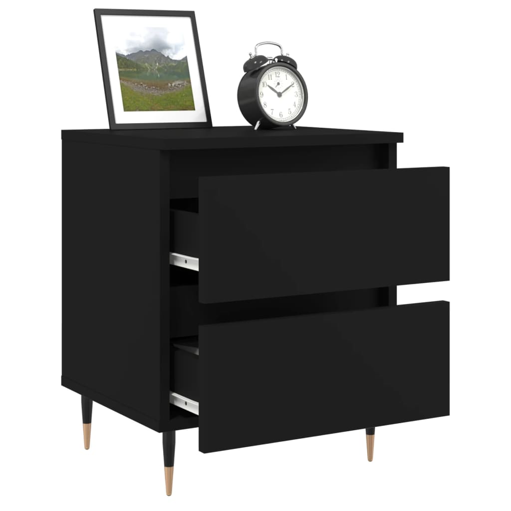 Bedside Cabinets 2 pcs Black 40x35x50 cm Engineered Wood