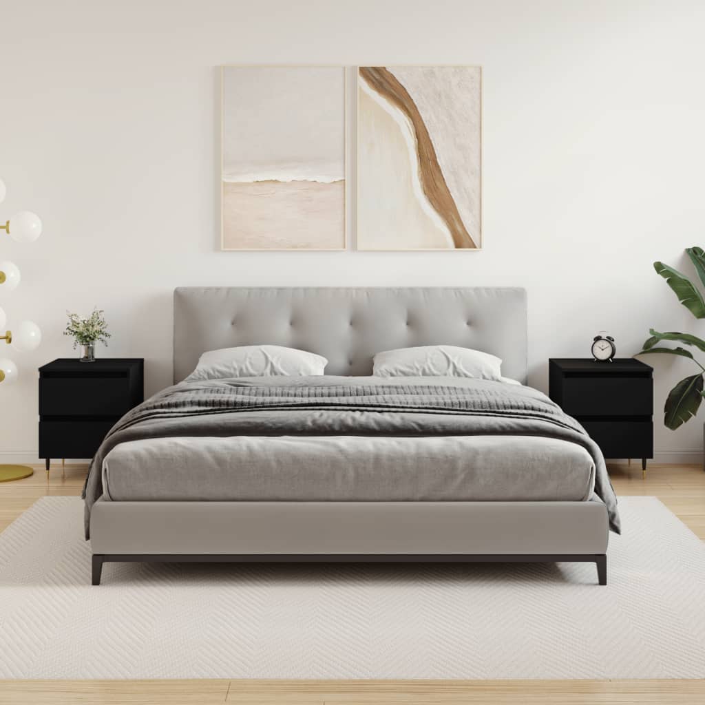 Bedside Cabinets 2 pcs Black 40x35x50 cm Engineered Wood