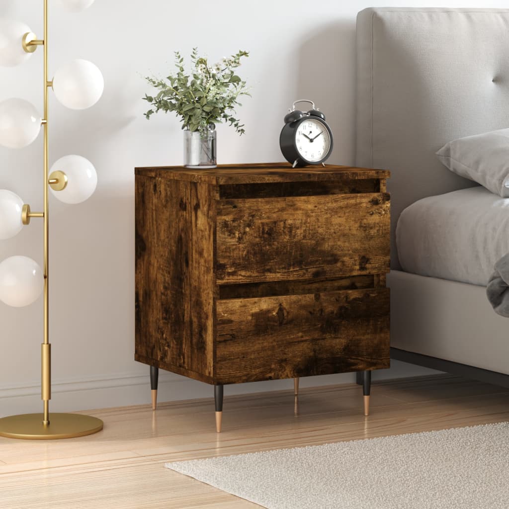 Bedside Cabinet Smoked Oak 40x35x50 cm Engineered Wood