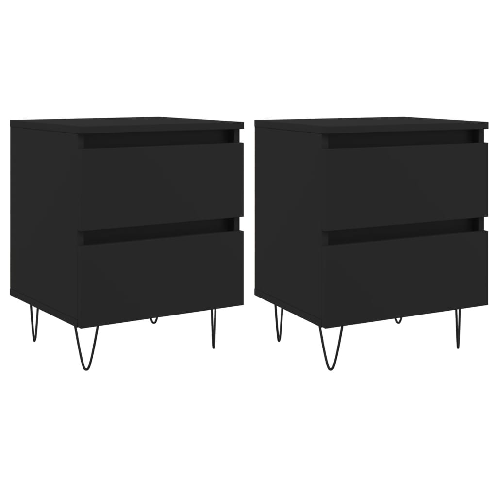 Bedside Cabinets 2 pcs Black 40x35x50 cm Engineered Wood