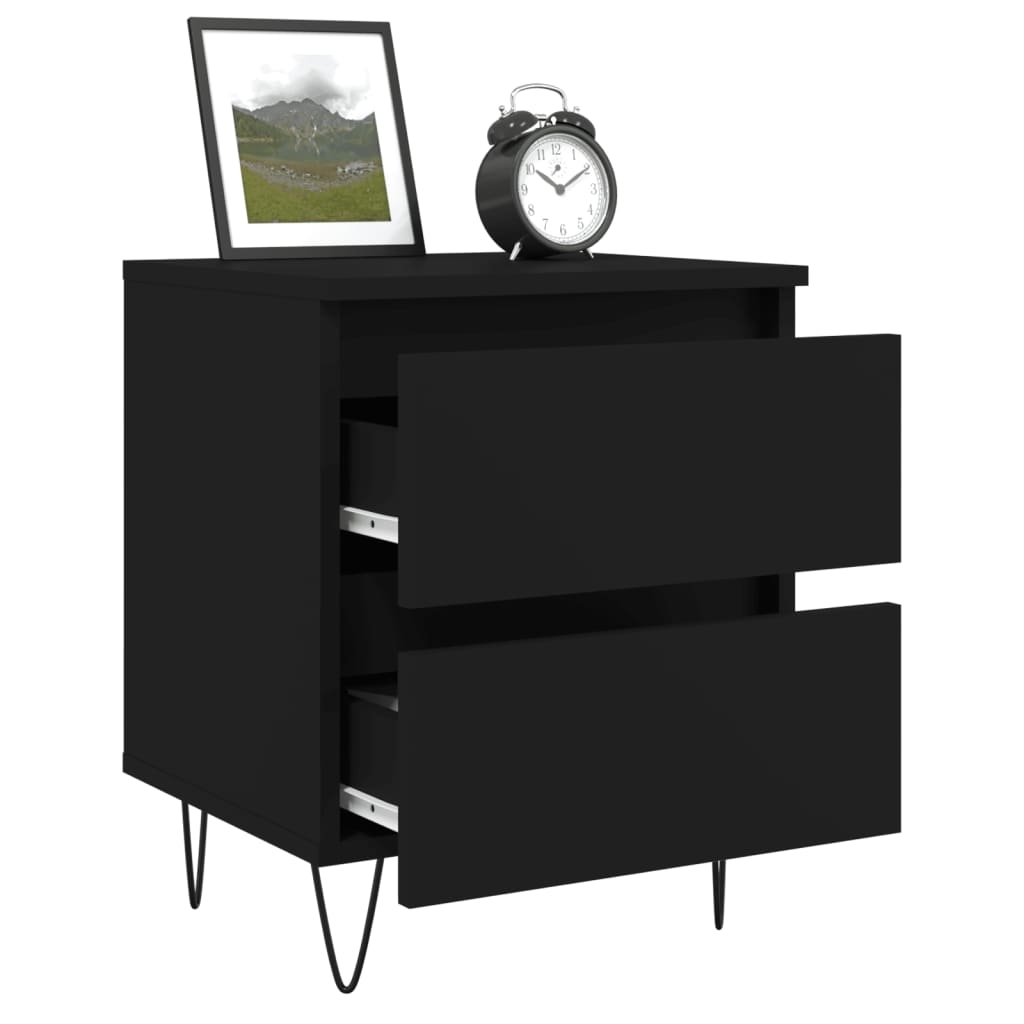 Bedside Cabinets 2 pcs Black 40x35x50 cm Engineered Wood