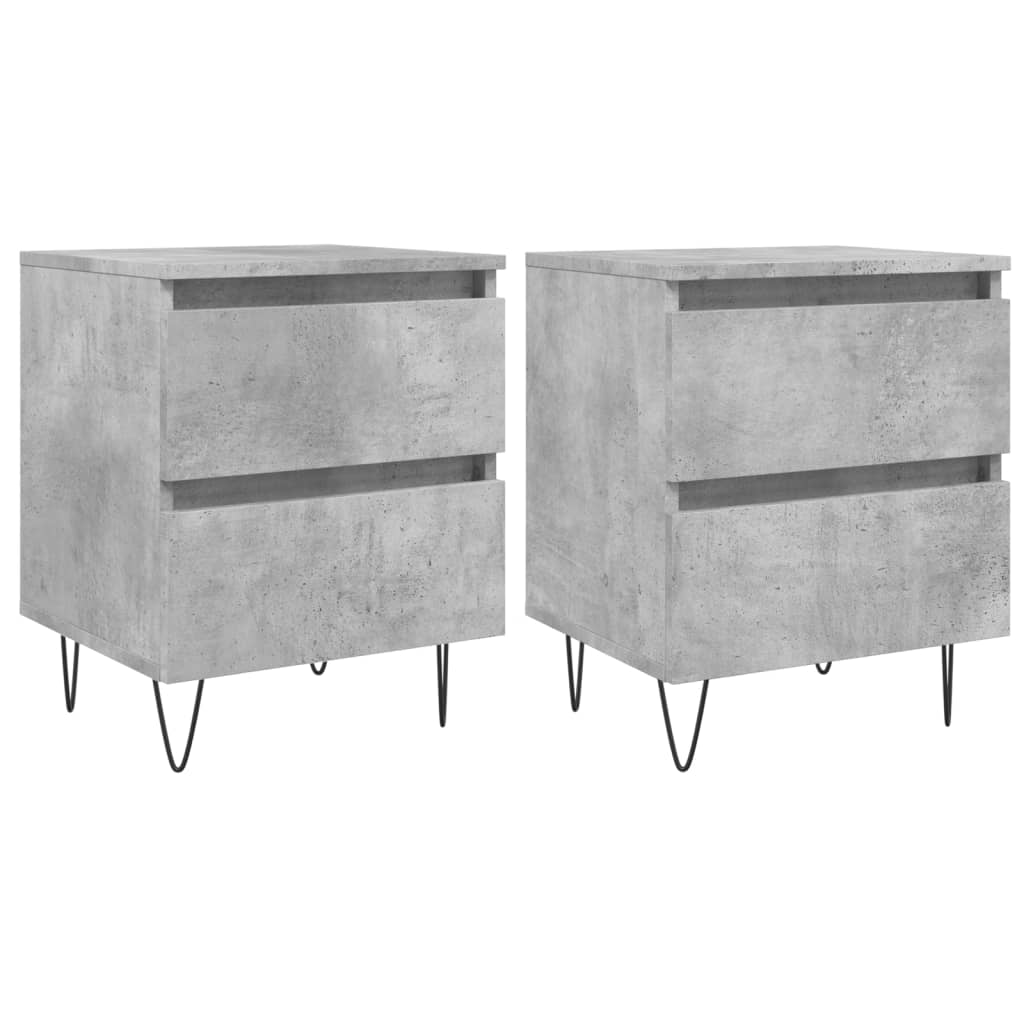 Bedside Cabinets 2 pcs Concrete Grey 40x35x50 cm Engineered Wood