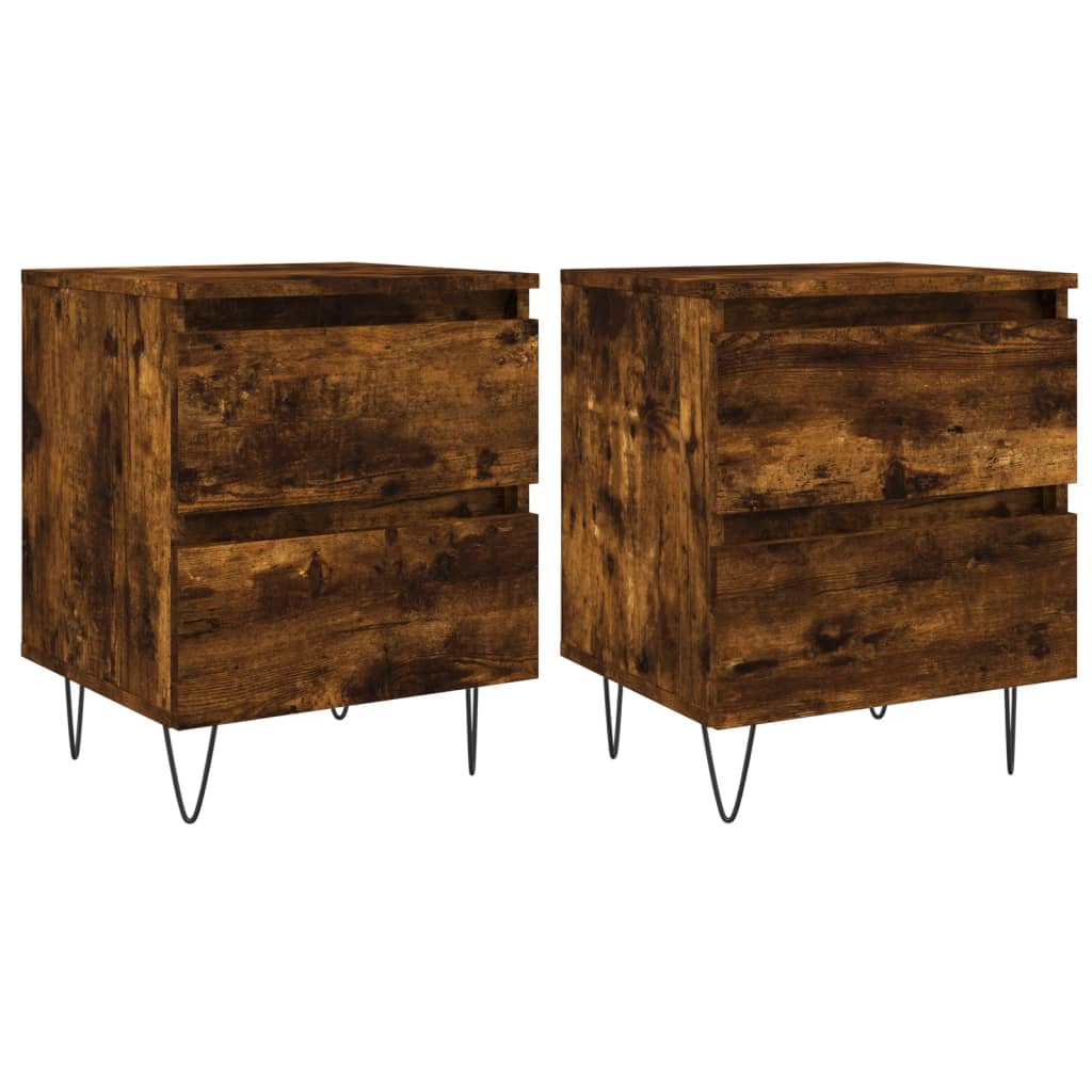 Bedside Cabinets 2 pcs Smoked Oak 40x35x50 cm Engineered Wood
