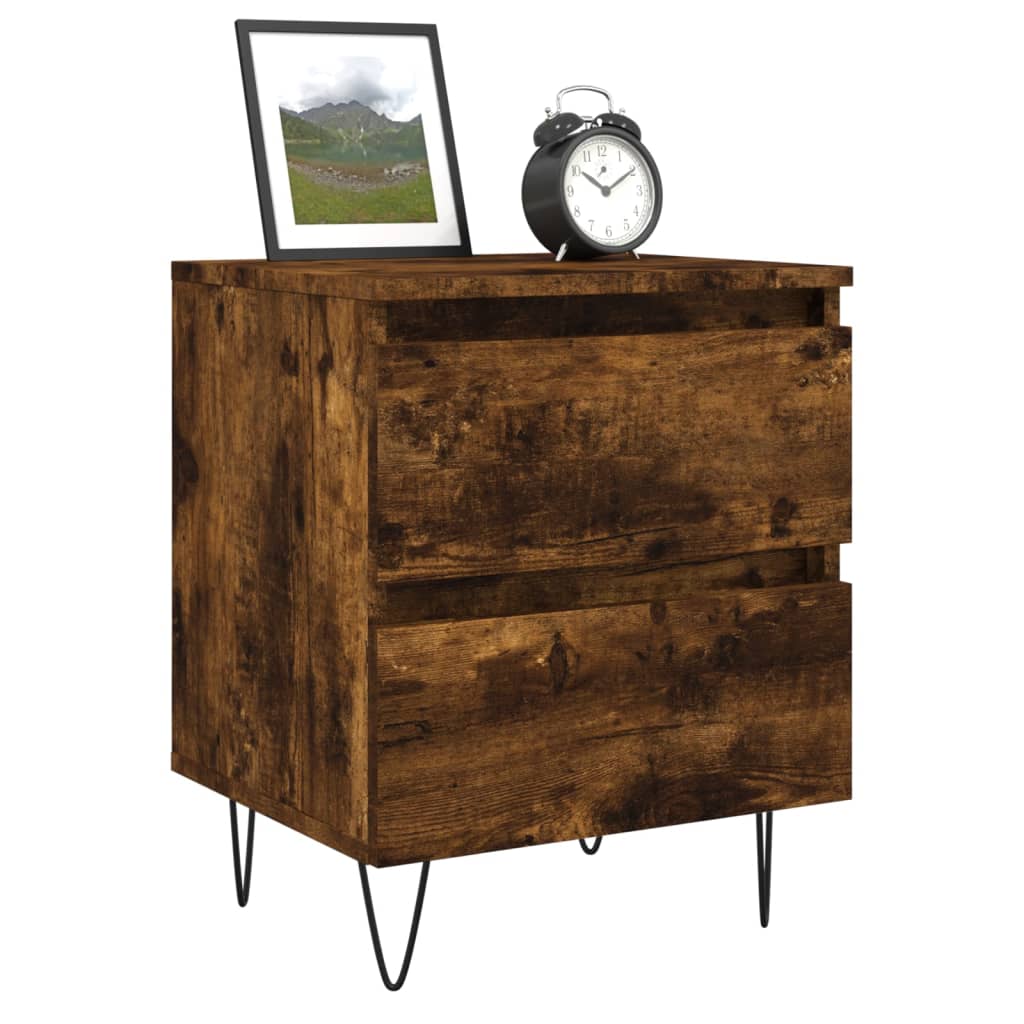 Bedside Cabinets 2 pcs Smoked Oak 40x35x50 cm Engineered Wood