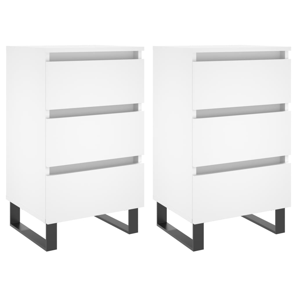 Bedside Cabinets 2 pcs White 40x35x69 cm Engineered Wood