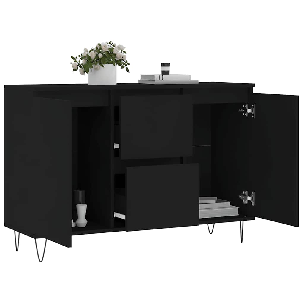 Sideboard Black 101.5x35x70 cm Engineered Wood