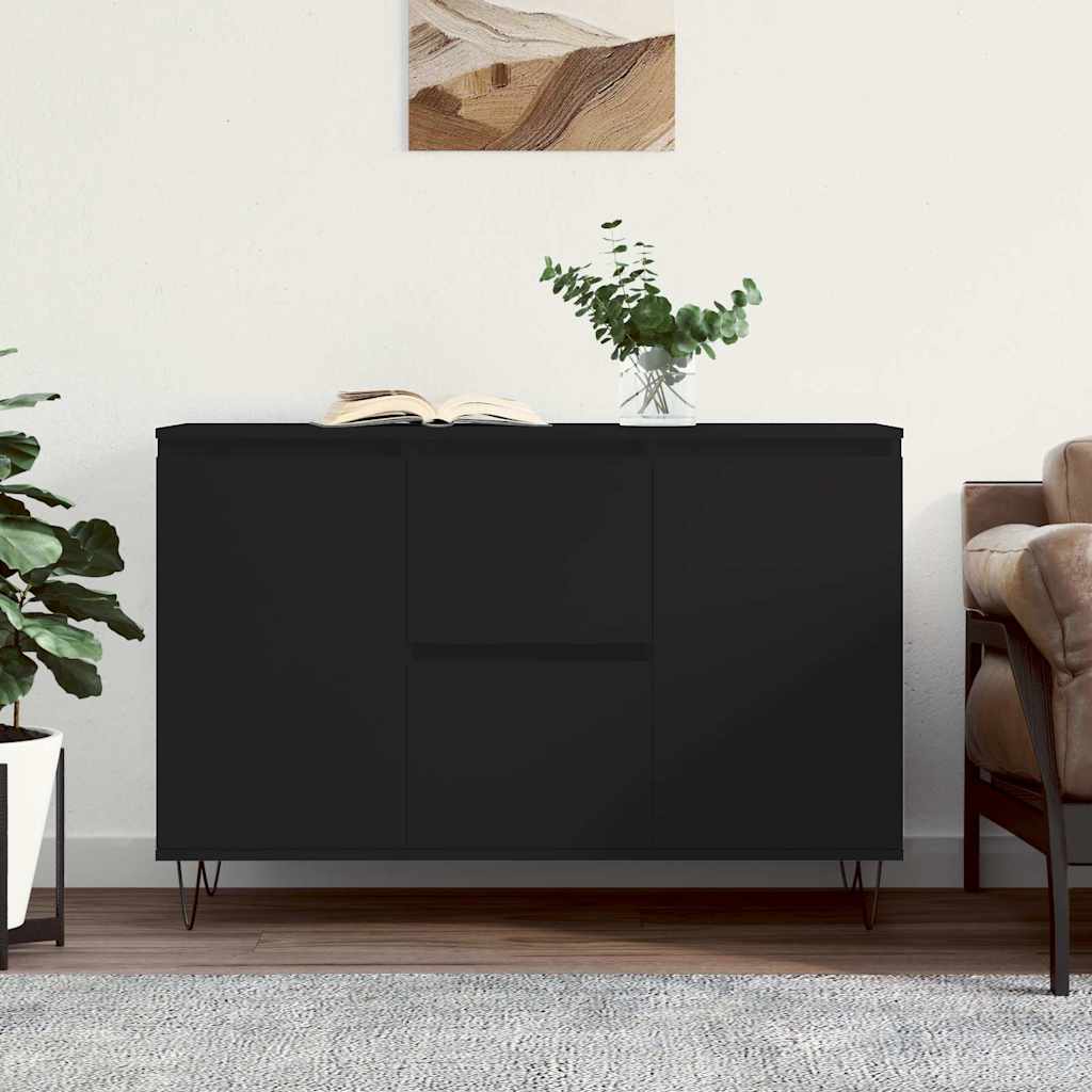 Sideboard Black 101.5x35x70 cm Engineered Wood