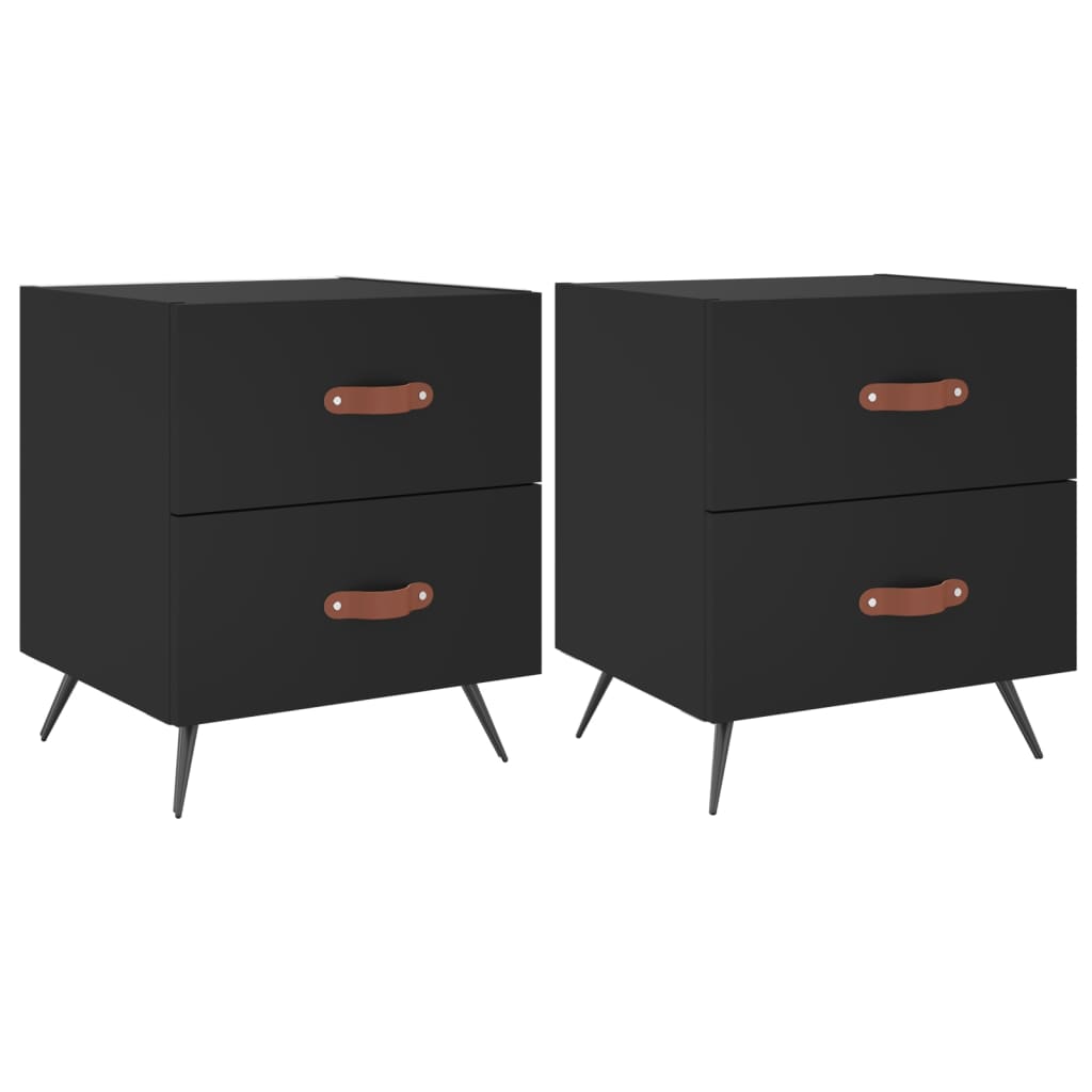 Bedside Cabinets 2 pcs Black 40x35x47.5 cm Engineered Wood