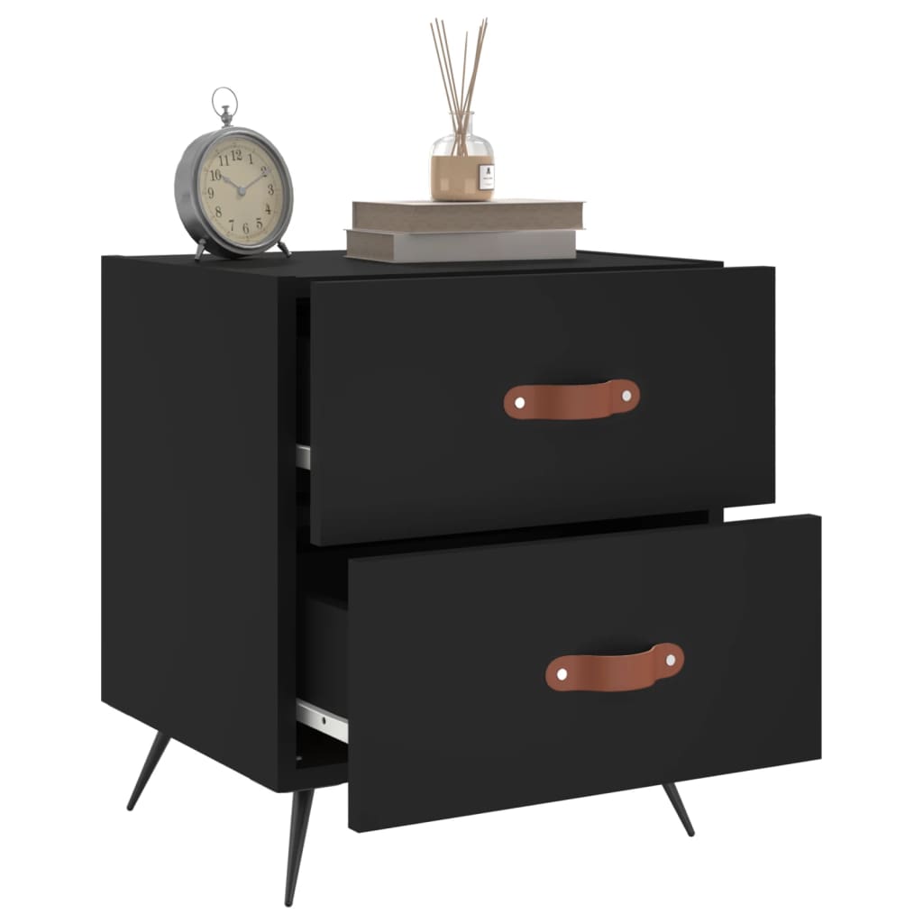 Bedside Cabinets 2 pcs Black 40x35x47.5 cm Engineered Wood