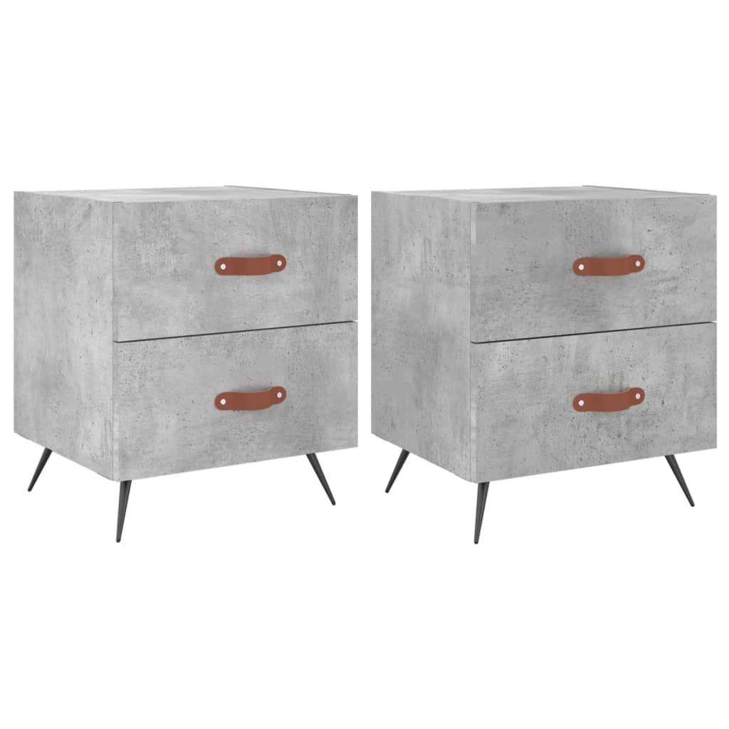 Bedside Cabinets 2 pcs Concrete Grey 40x35x47.5 cm Engineered Wood