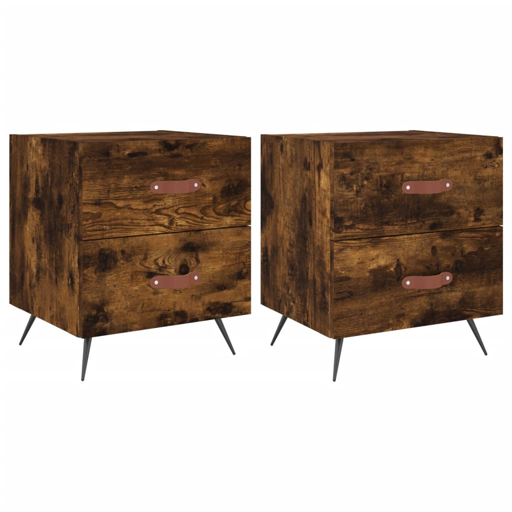 Bedside Cabinets 2 pcs Smoked Oak 40x35x47.5 cm Engineered Wood