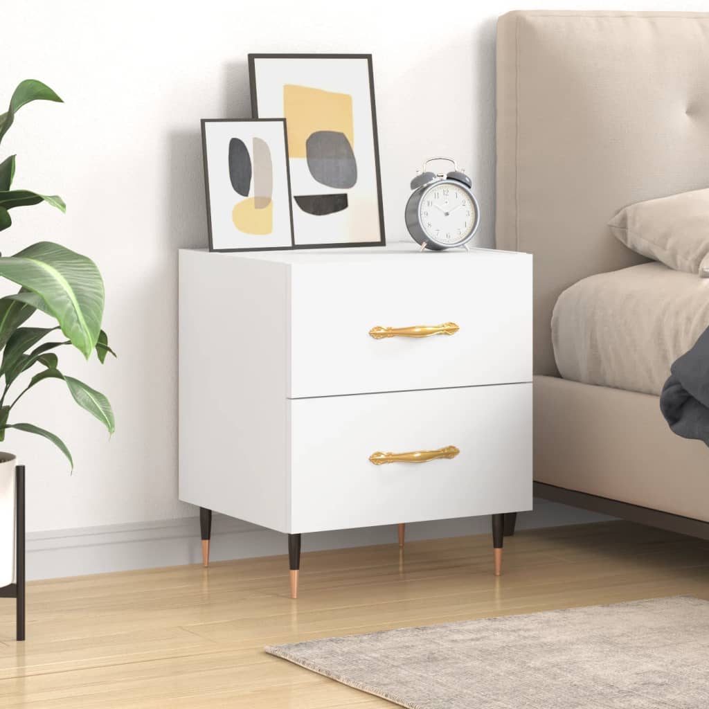 Bedside Cabinet White 40x35x47.5 cm Engineered Wood