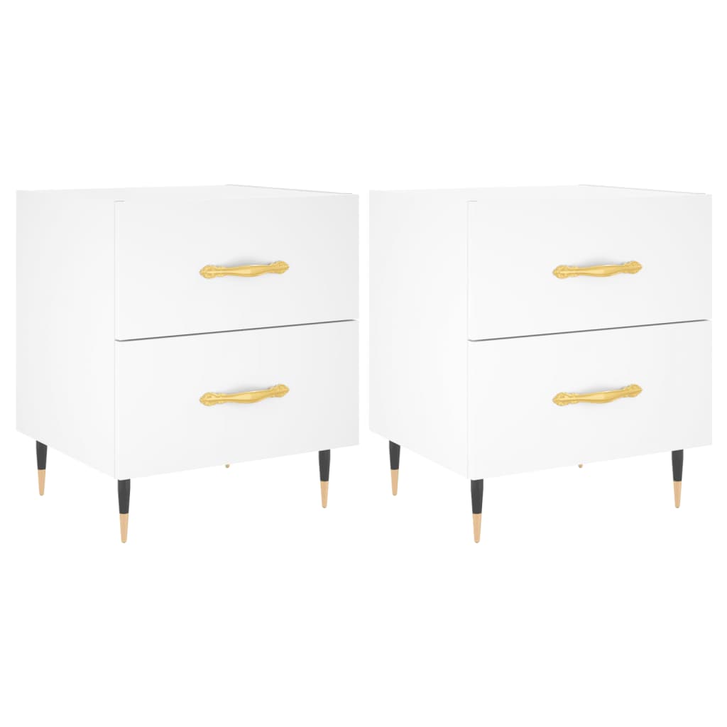 Bedside Cabinets 2 pcs White 40x35x47.5 cm Engineered Wood