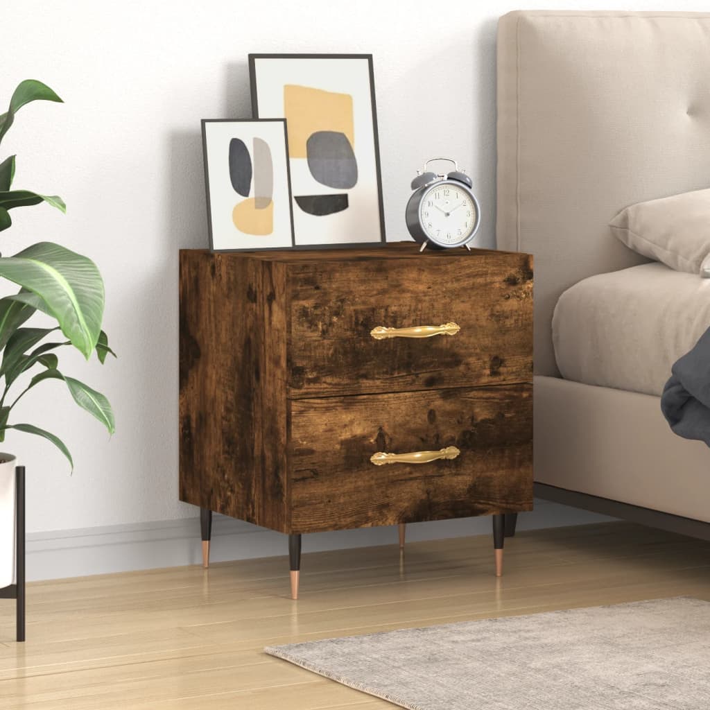 Bedside Cabinet Smoked Oak 40x35x47.5 cm Engineered Wood