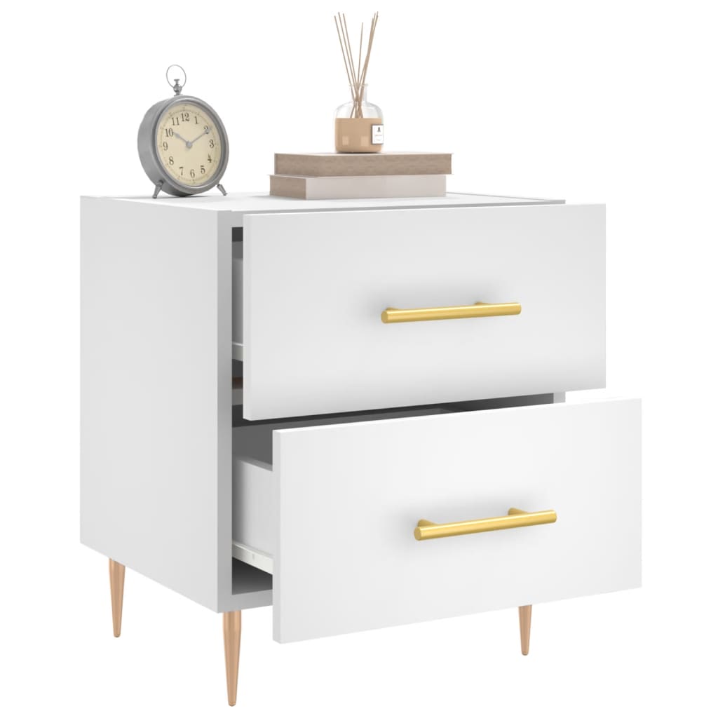 Bedside Cabinet White 40x35x47.5 cm Engineered Wood