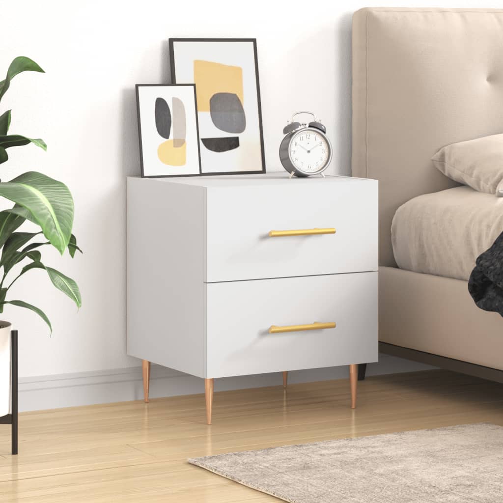 Bedside Cabinet White 40x35x47.5 cm Engineered Wood