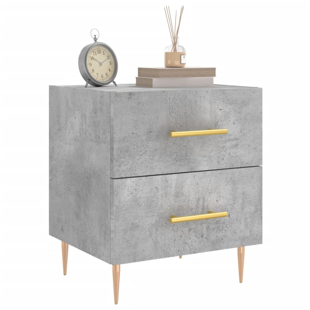 Bedside Cabinet Concrete Grey 40x35x47.5 cm Engineered Wood