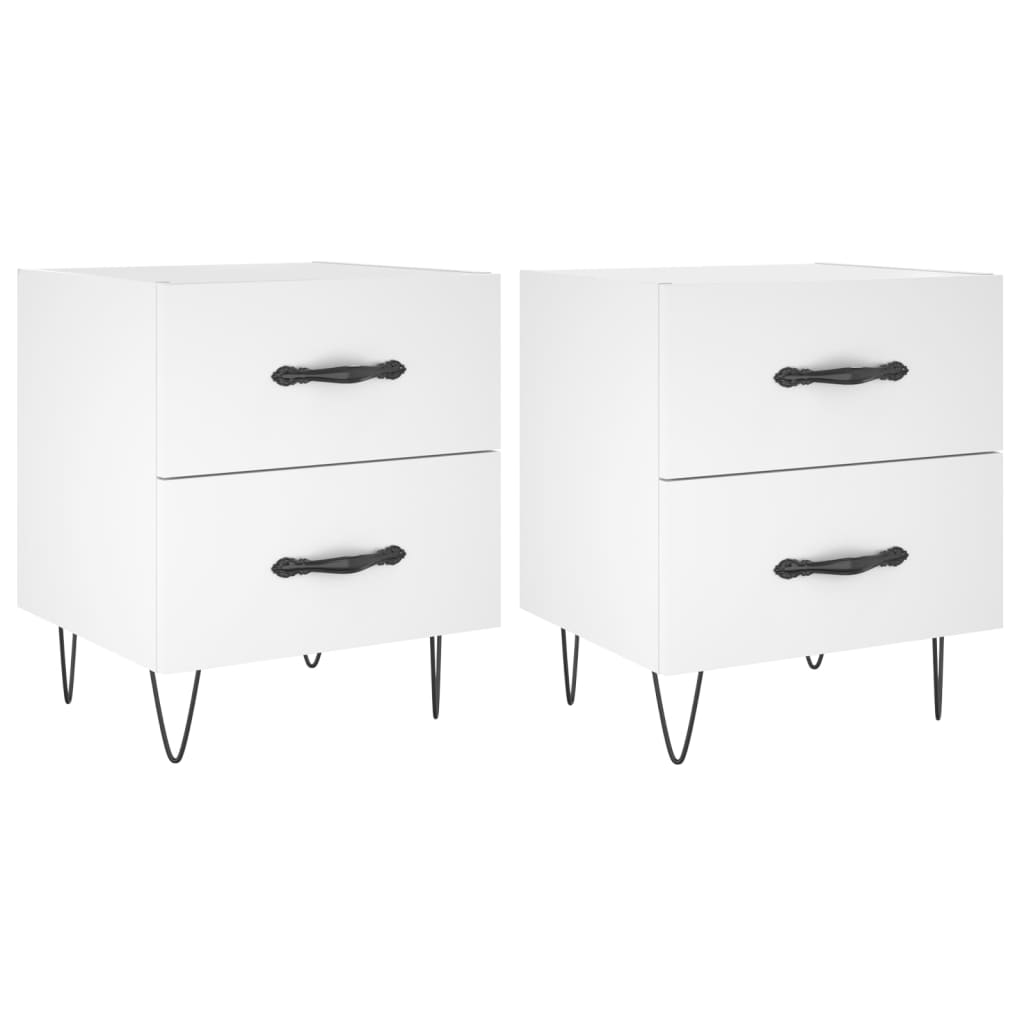 Bedside Cabinets 2 pcs White 40x35x47.5 cm Engineered Wood