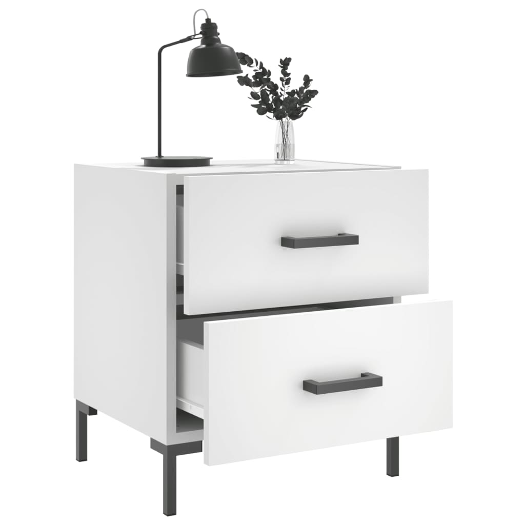 Bedside Cabinet White 40x35x47.5 cm Engineered Wood