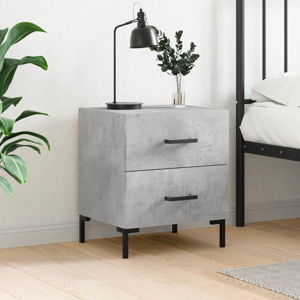 Bedside Cabinet Concrete Grey 40x35x47.5 cm Engineered Wood