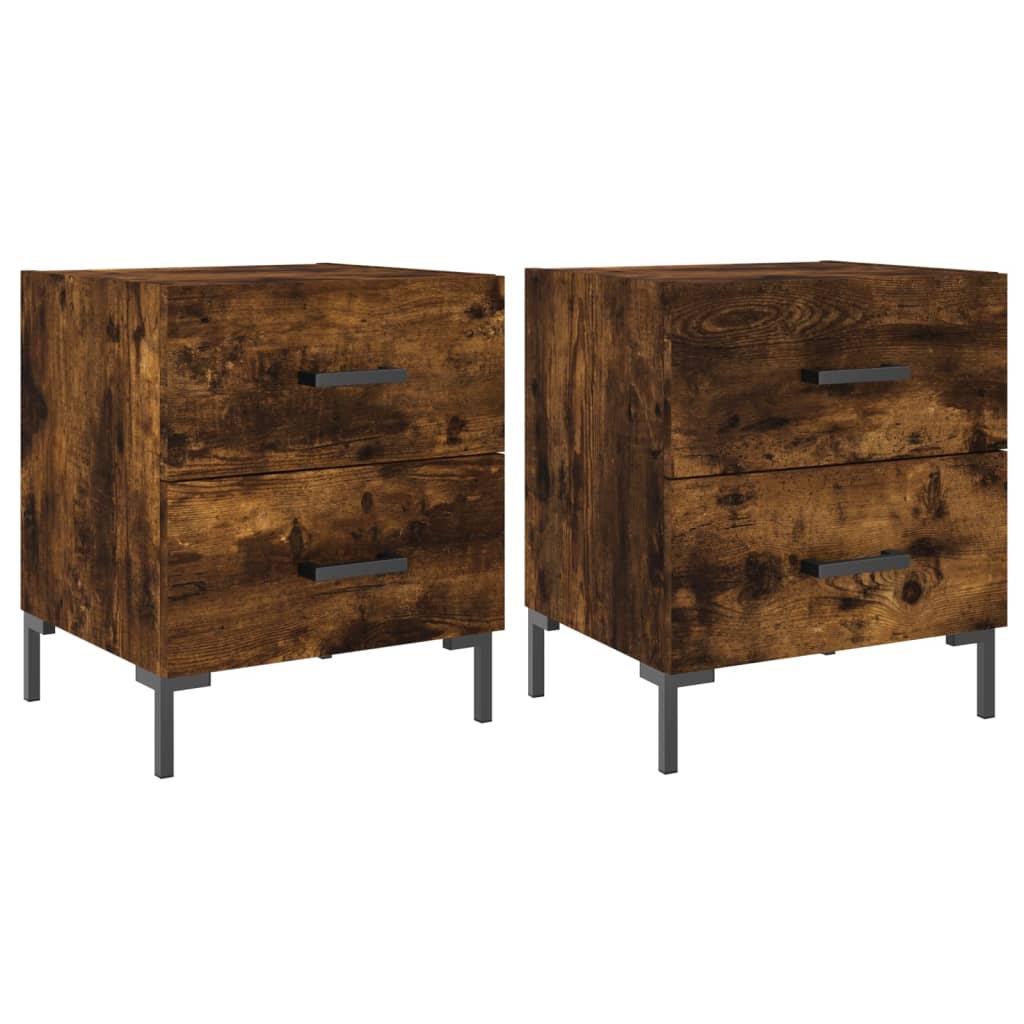 Bedside Cabinets 2 pcs Smoked Oak 40x35x47.5 cm Engineered Wood
