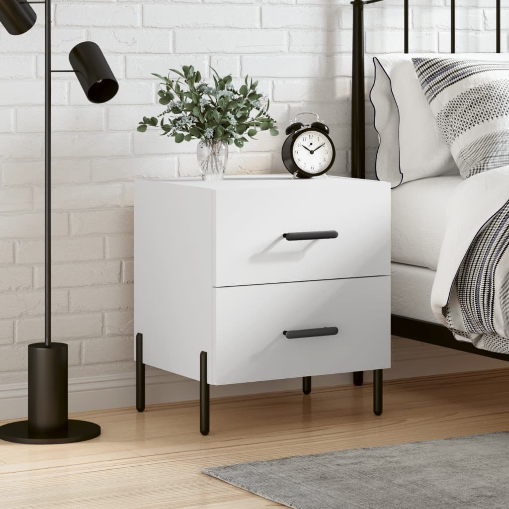 Bedside Cabinet White 40x35x47.5 cm Engineered Wood