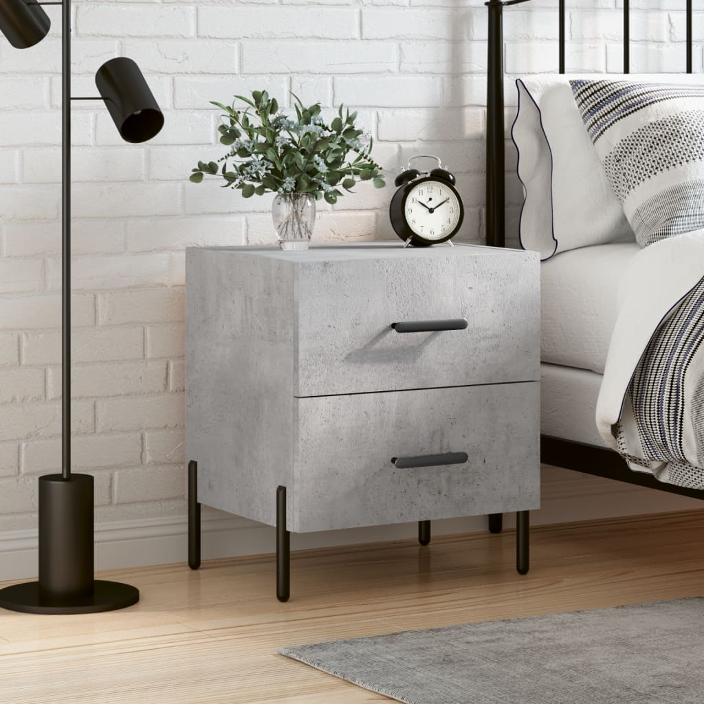 Bedside Cabinet Concrete Grey 40x35x47.5 cm Engineered Wood