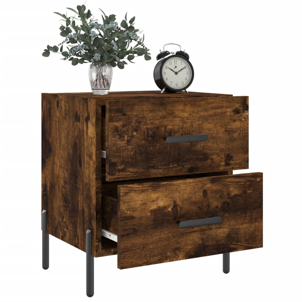 Bedside Cabinet Smoked Oak 40x35x47.5 cm Engineered Wood