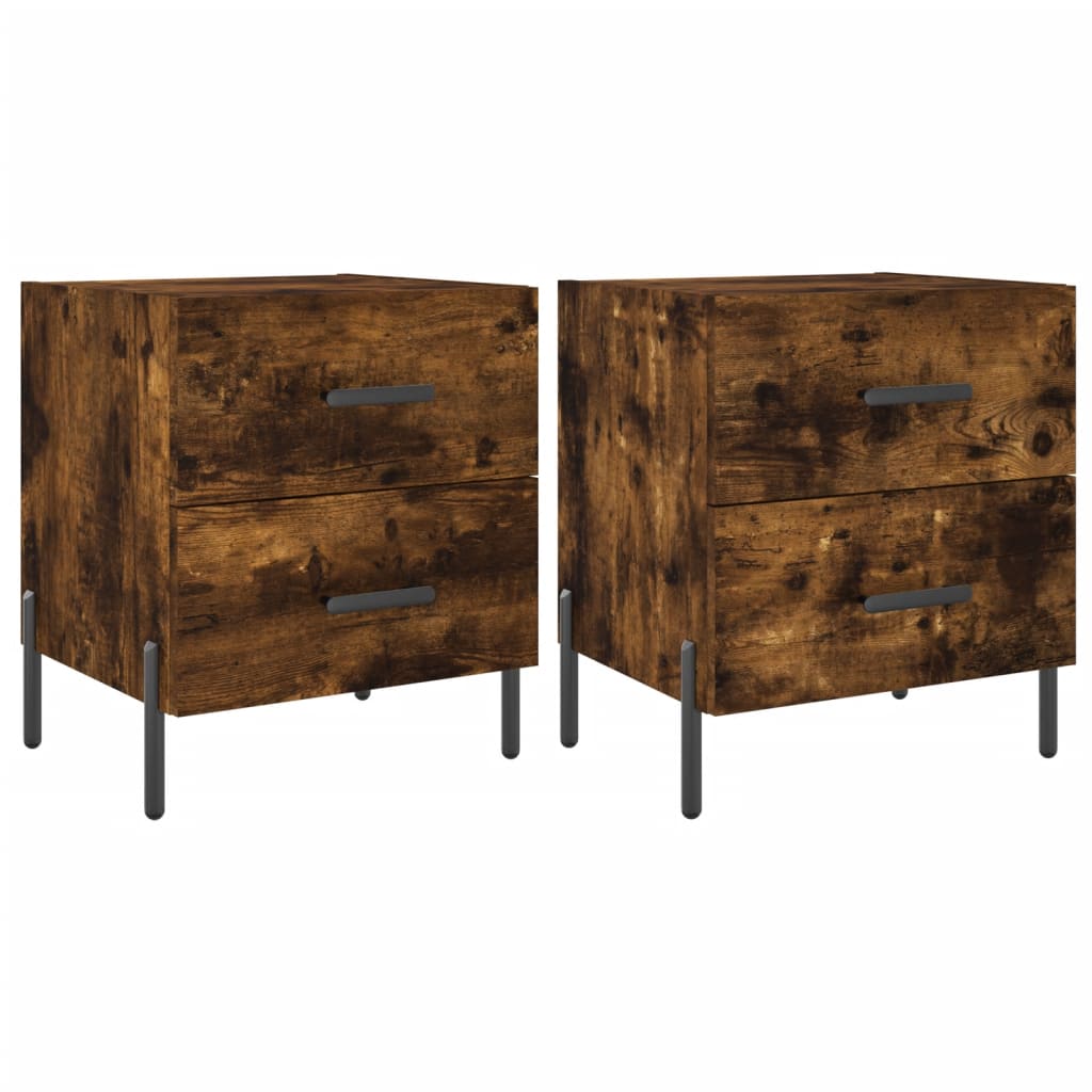 Bedside Cabinets 2 pcs Smoked Oak 40x35x47.5 cm Engineered Wood