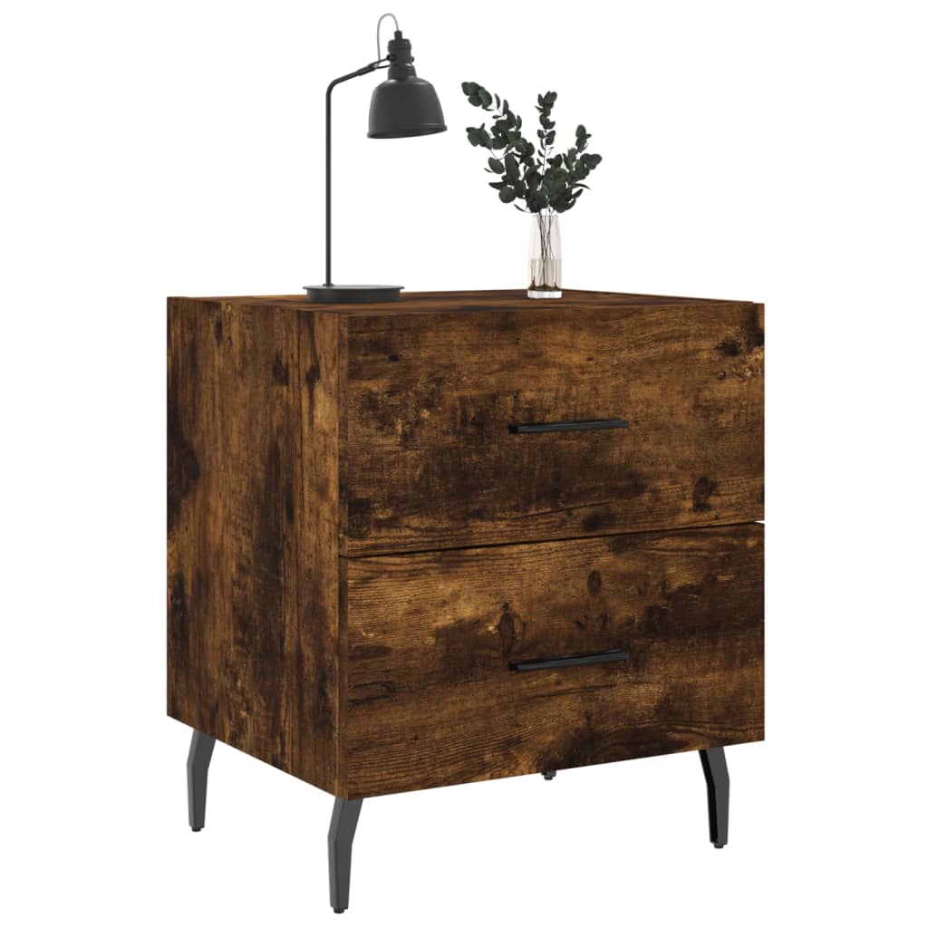 Bedside Cabinet Smoked Oak 40x35x47.5 cm Engineered Wood