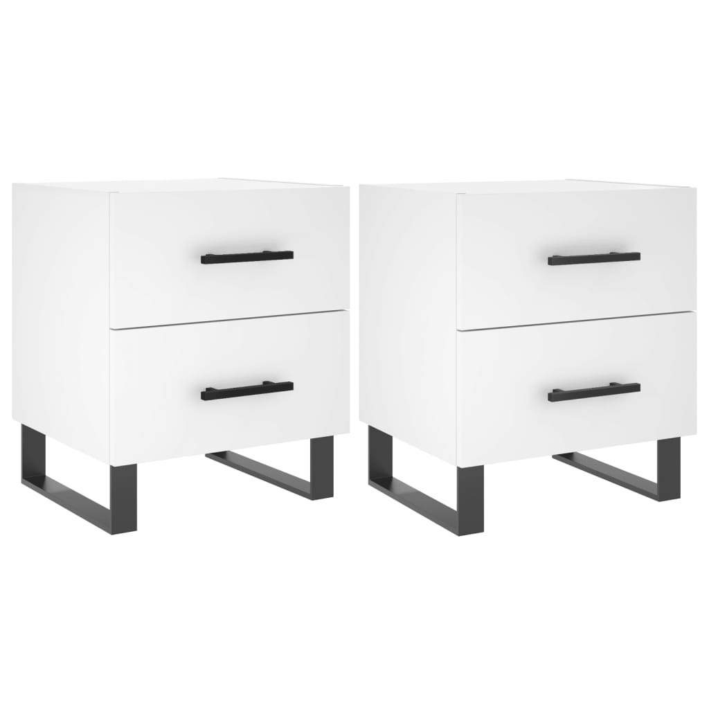 Bedside Cabinets 2 pcs White 40x35x47.5 cm Engineered Wood