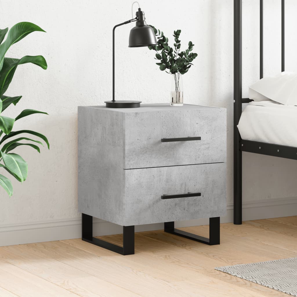 Bedside Cabinet Concrete Grey 40x35x47.5 cm Engineered Wood