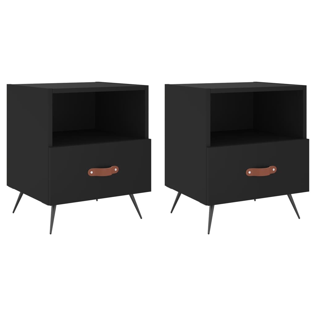Bedside Cabinets 2 pcs Black 40x35x47.5 cm Engineered Wood