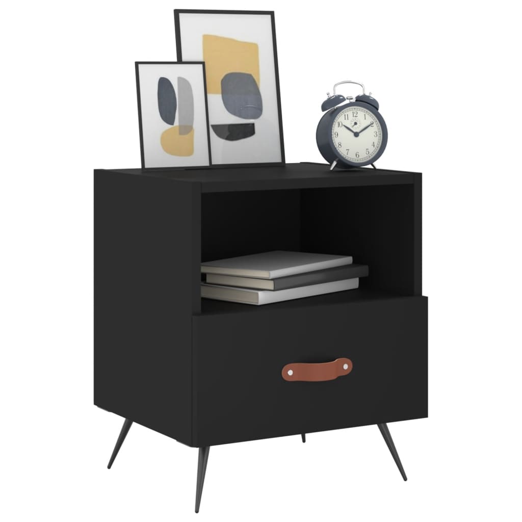 Bedside Cabinets 2 pcs Black 40x35x47.5 cm Engineered Wood