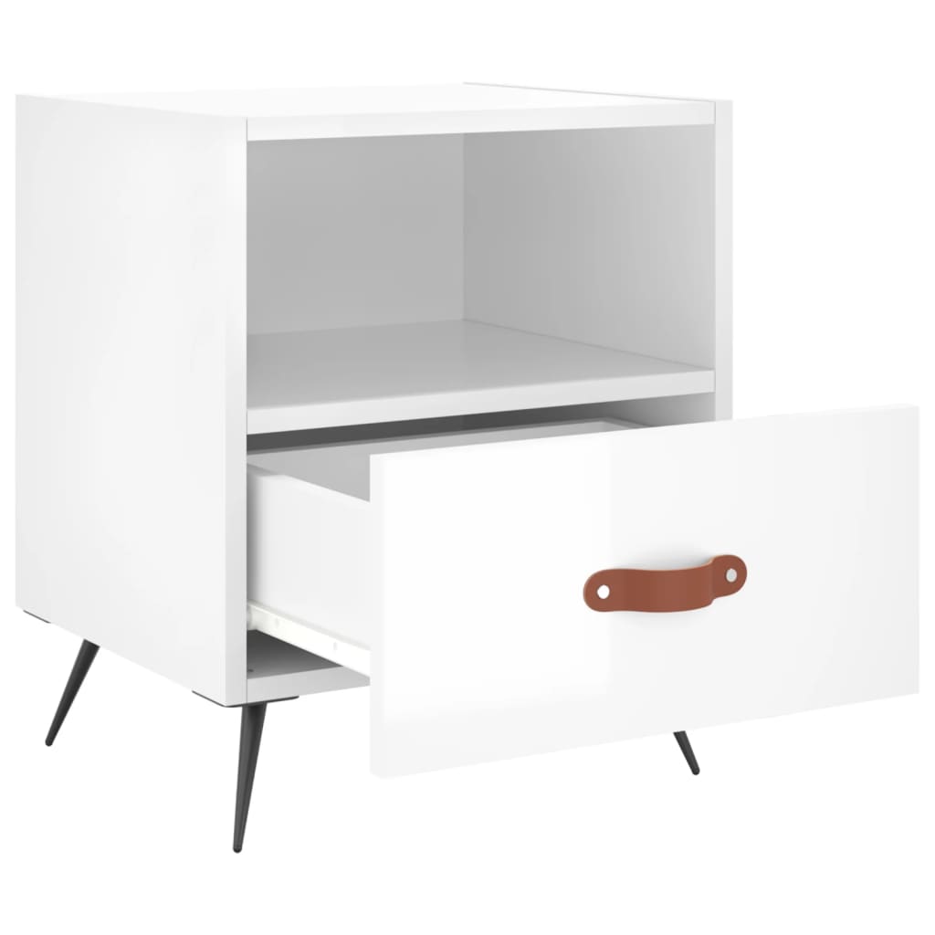 Bedside Cabinets 2 pcs High Gloss White 40x35x47.5 cm Engineered Wood