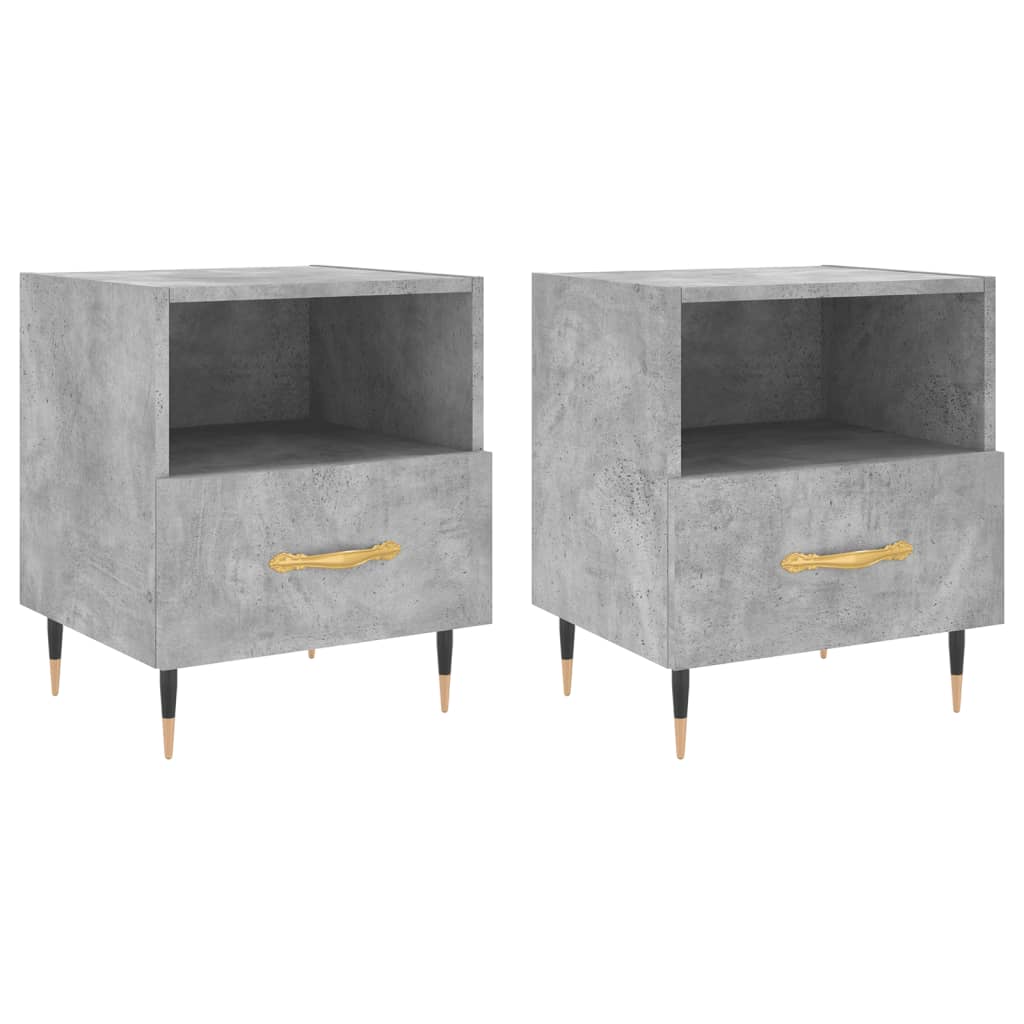 Bedside Cabinets 2 pcs Concrete Grey 40x35x47.5 cm Engineered Wood
