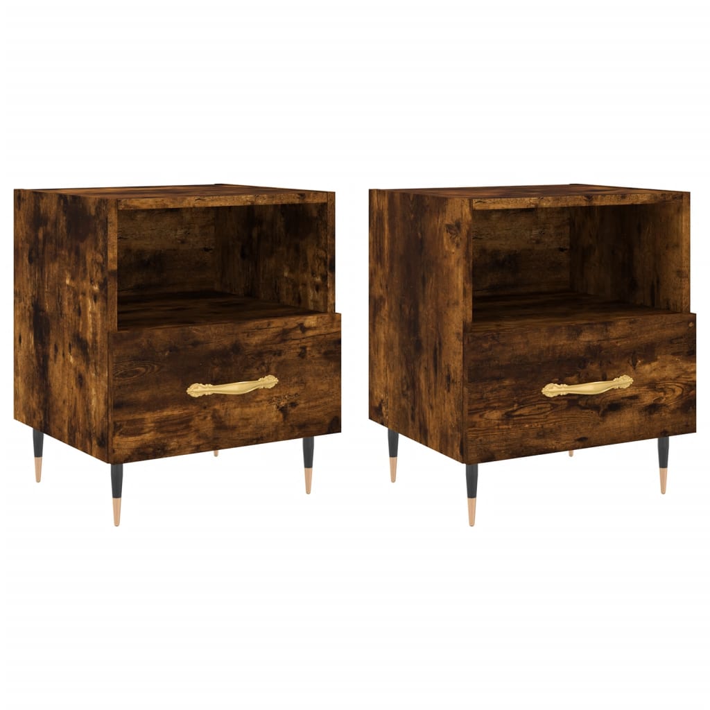 Bedside Cabinets 2 pcs Smoked Oak 40x35x47.5 cm Engineered Wood