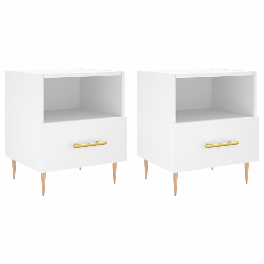 Bedside Cabinets 2 pcs White 40x35x47.5 cm Engineered Wood