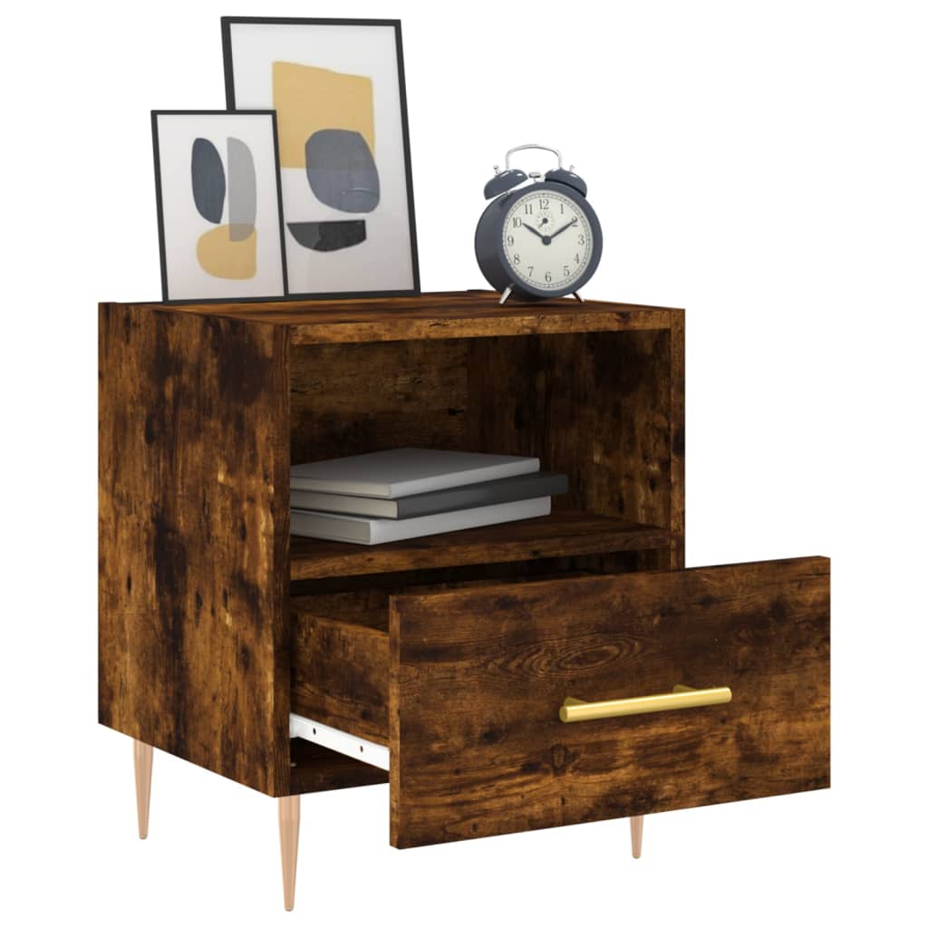 Bedside Cabinet Smoked Oak 40x35x47.5 cm Engineered Wood